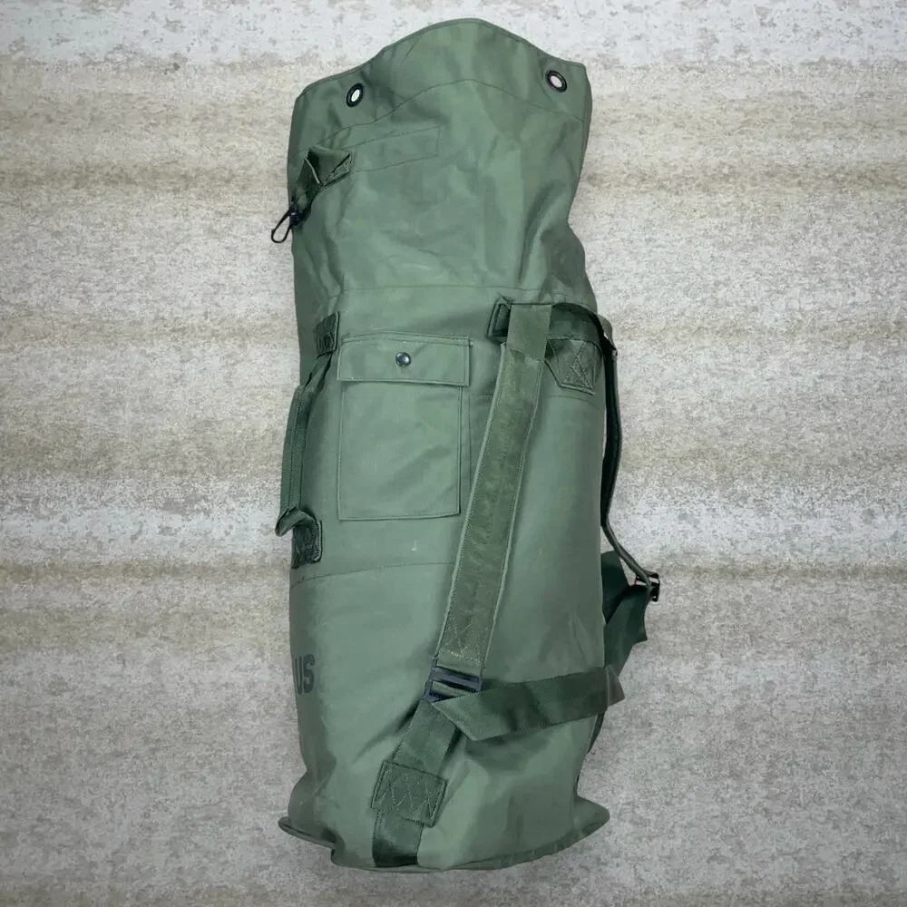 Vintage 90s Military Duffle Bag 24x36x18 Green Nylon Canvas Heavy Duty OD